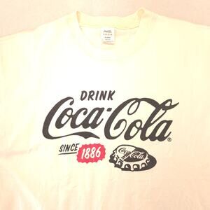 Coca Cola Short Sleeve Crew Neck Casual Graphic T-Shirt Mens Size XL White